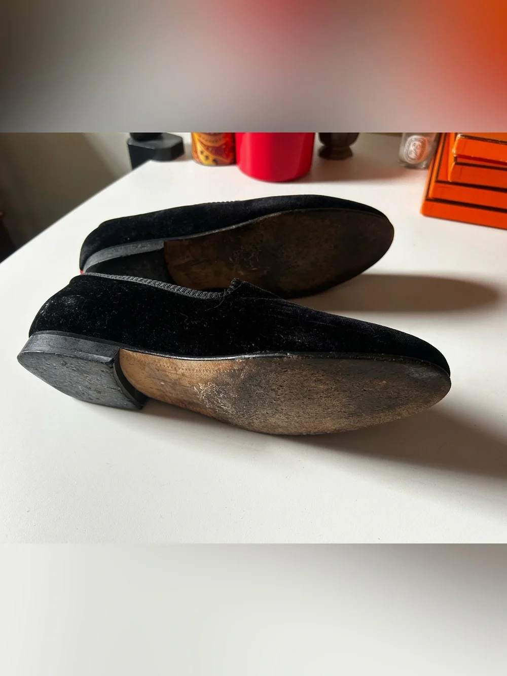 Del Toro Black Velvet Slip-On Loafers mens 9
